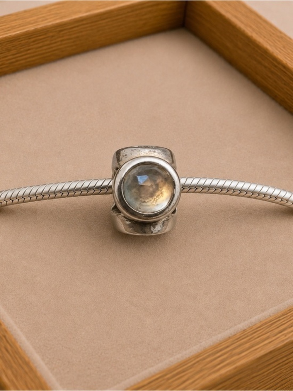 Pandora Natural Light Prehnite* .925 Silver ALE Charm Bead EUC #231